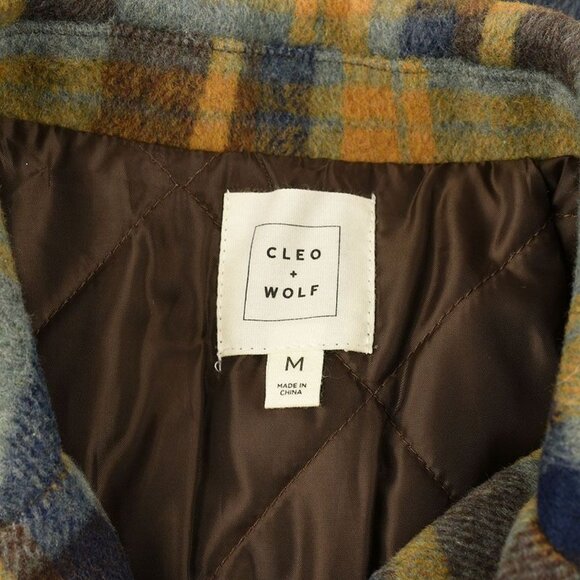 Cleo & Wolf Womens Steel Blue Plaid Insulated Oversized Coat Medium - Picture 4 of 4